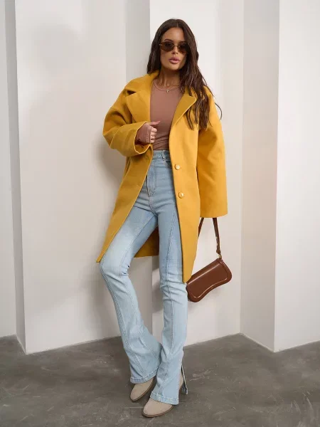 Пальто ISSA Plus гірчичний кашемір