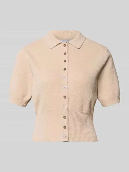 Kardigan z rękawem o dł. i kołnierzykiem polo model KYLIE' Topshop białe