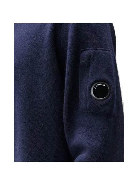 Lniany sweter z golfem C.p. Company niebieski