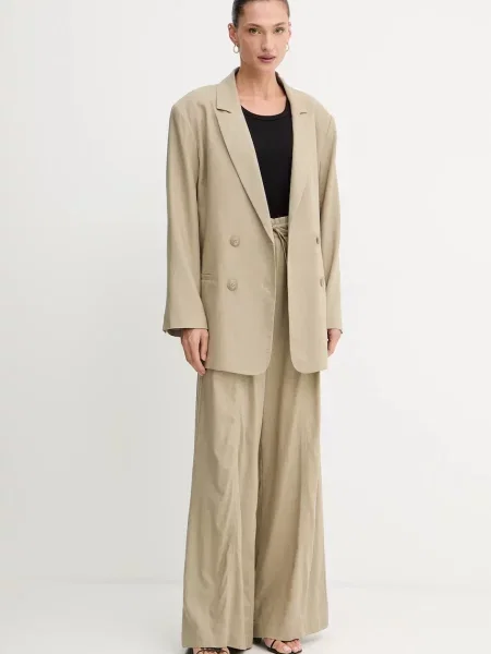 Gestuz blazer din amestec de in verde