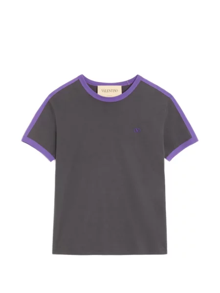 Tricou Valentino Garavani cu broderie cu decolteu rotund gri
