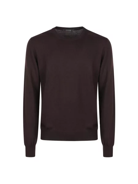 Sweter Tagliatore wełniany brązowy