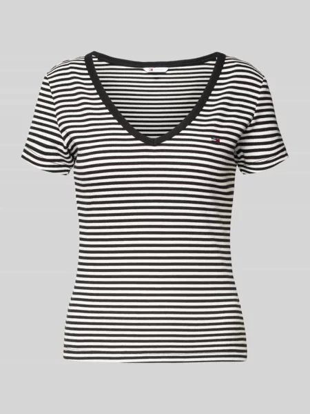 T-shirt o kroju slim fit z mieszanki bawełny Tommy Jeans czarna