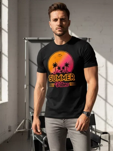 T-shirt z nadrukiem Summer Vibes Dstreet czarny