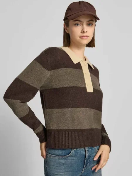 Sweter z dzianiny z kołnierzykiem polo model RUBY' Jjxx