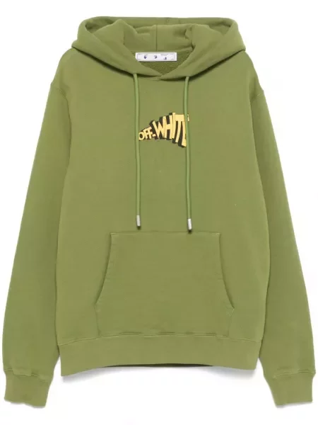 Hanorac cu glugă Off-white cu imagine alb