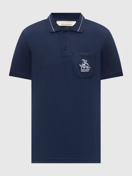 Поло з вишивкою Trussardi синє