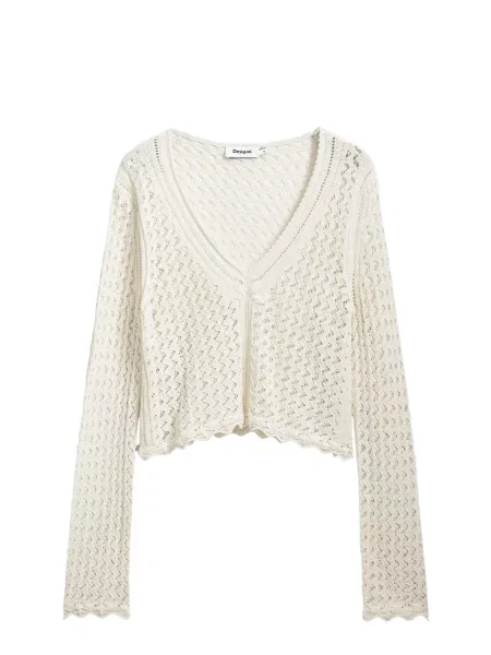 Desigual Pulover natural alb