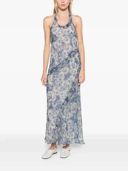 Rochie maxi Sir cu gât halter albastru