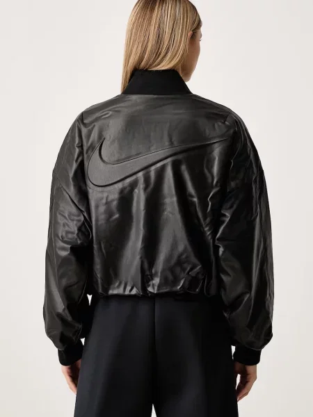 Nike Sportswear яке бомбър дамско от имитация на кожа Therma-FIT черно