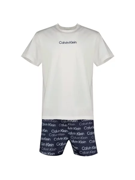 Nohavičky Calvin Klein Jeans popelín biela