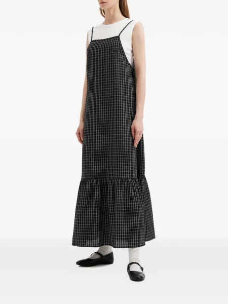 Rochie Tout A Coup în carouri cu volane de costum negru