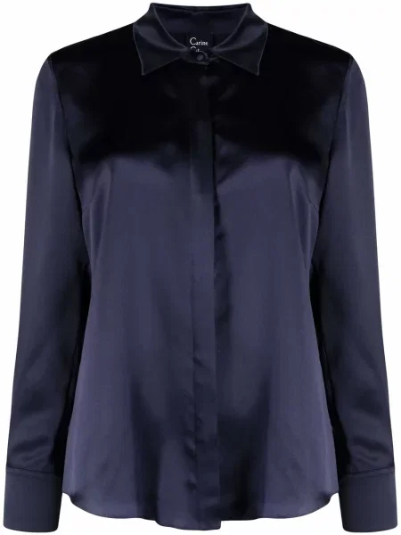Satynowa długa koszula Carine Gilson niebieska