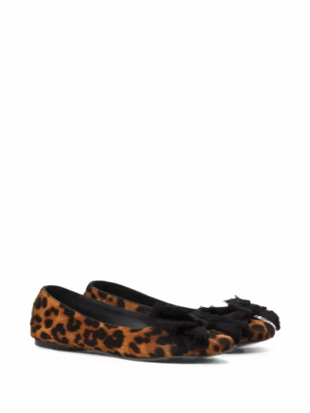 Balerini Lanvin cu funde cu model leopard maro