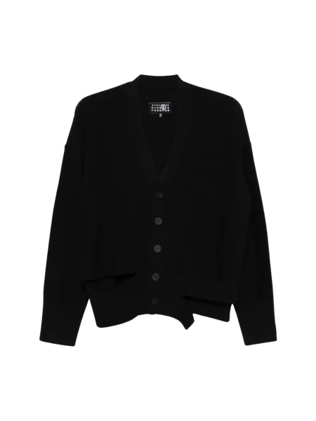 Kardigan Mm6 Maison Margiela z dekoltem w serek czarny