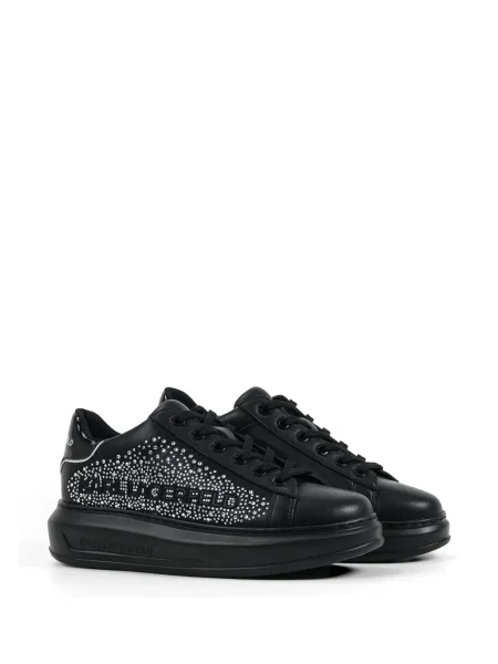 Τεχνητό διαμάντι sneakers Karl Lagerfeld με κορδόνια με δαντέλα μαύρο