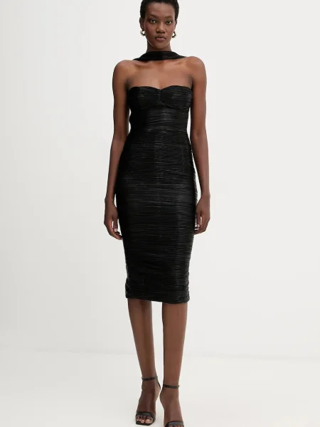 Retrofete rochie Maelis midi mulată negru