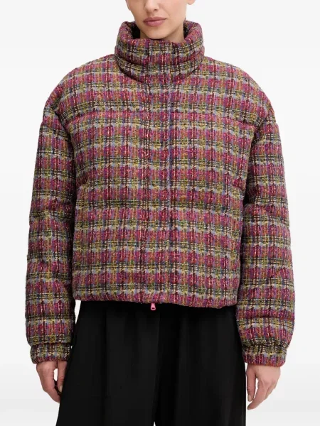 Geacă cu puf Ea7 Emporio Armani în carouri violet