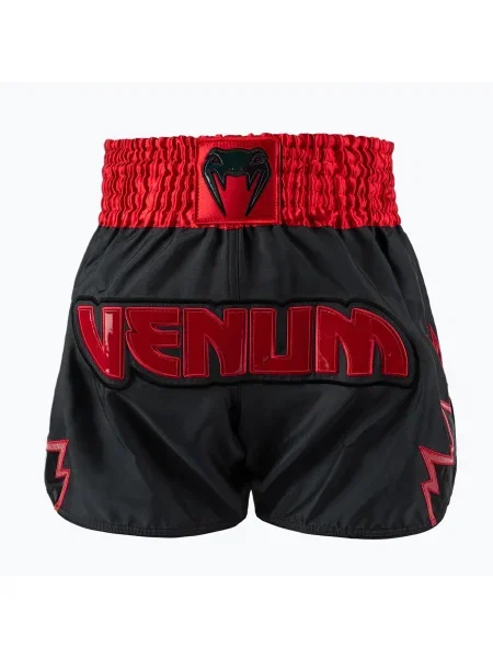 Pantaloni scurți de antrenament pentru bărbați Venum Inferno Muay Thai cărbune/roșu gri