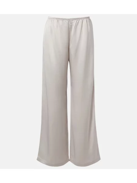 Pantaloni Leset din satin gri