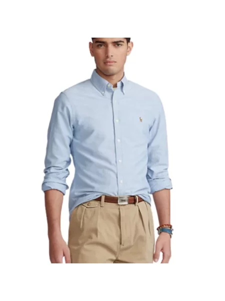 Koszula Polo Ralph Lauren z długim rękawem z twillu niebieska