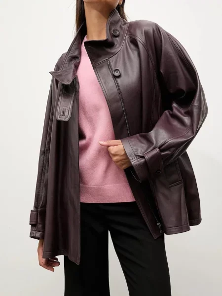 Шкіряна куртка Answear.LAB бордовий
