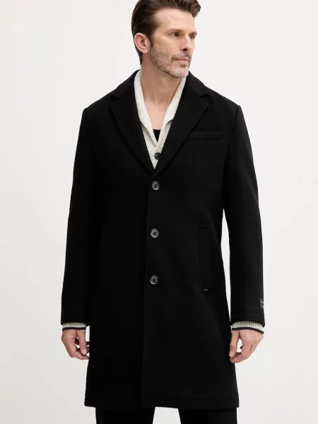 Liu Jo płaszcz z dodatkiem wełny czarny