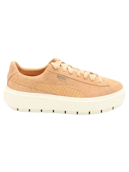 Sneakersy Puma zamszowe na platformie pomarańczowe