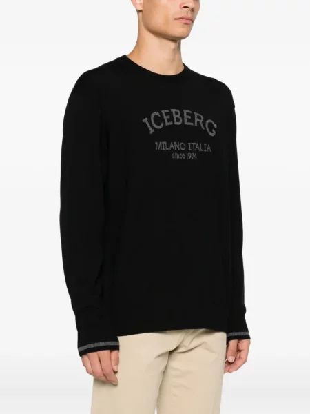 Pulover Iceberg cu broderie de lână negru