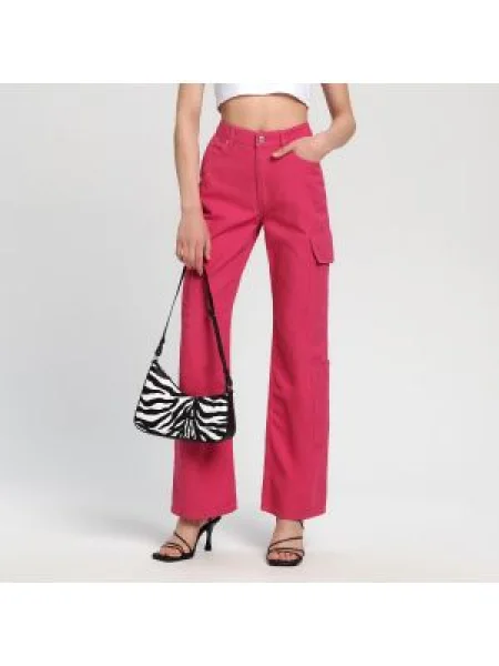 Sinsay Džíny high waist wide leg růžová