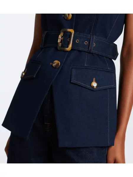 Cu centură vestă denim Veronica Beard albastru