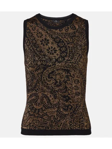 Top Etro wełniany z wzorem paisley czarny