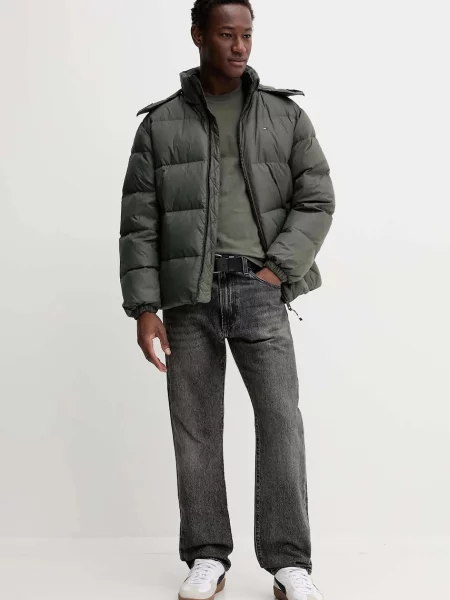 Tommy Jeans geacă cu puf pentru bărbați verde