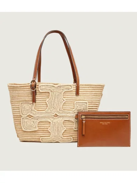 TORY BURCH Geantă pe umăr Ella | Tory Burch x Doum cu adaos de piele bej