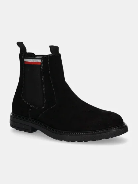 Велурени боти челси Tommy Hilfiger HILIFGER OUTDOOR SUEDE CHELSEA черно