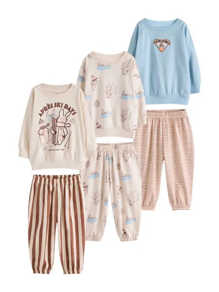 Next Pijamale ecru / nisipiu / deschis / maro albastru