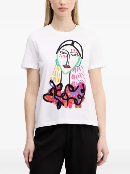 Scurt tricou Desigual cu imagine alb