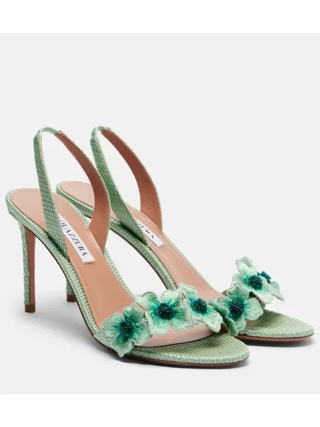 Sandali Aquazzura z odprtimi petami kroglice zelena
