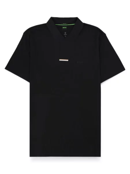 Къс поло тениска Boss Green Hugo Boss с принт черно
