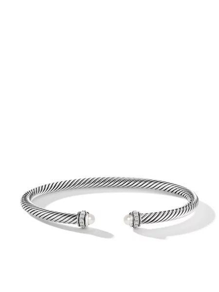 Brăţară David Yurman cu perle argintiu