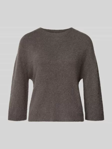 Sweter o kroju relaxed fit z dodatkiem wełny z alpaki o wyglądzie dzianiny Oui szary