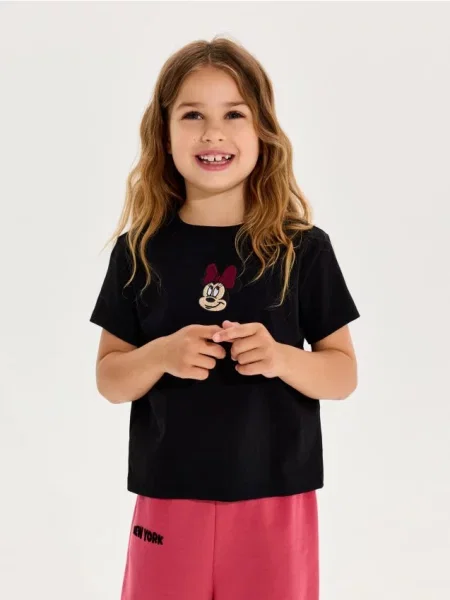 Sinsay tričko s výšivkou Minnie Mouse černá