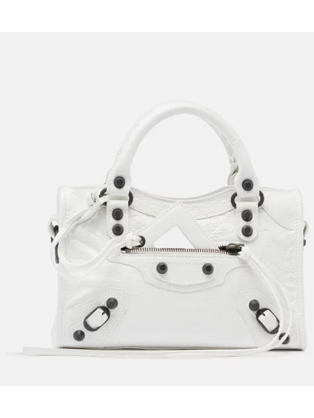 Top Balenciaga din piele alb