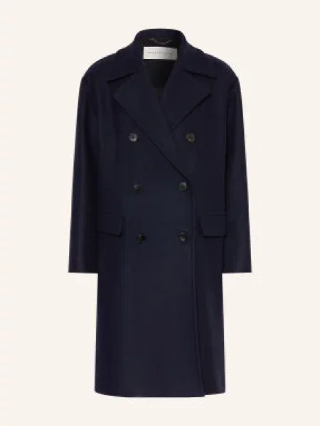 Dries Van Noten Vlněný Kabát tmavě modrá