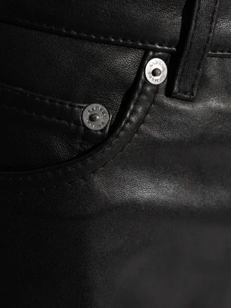 Pantaloni Samsøe Samsøe din piele negru