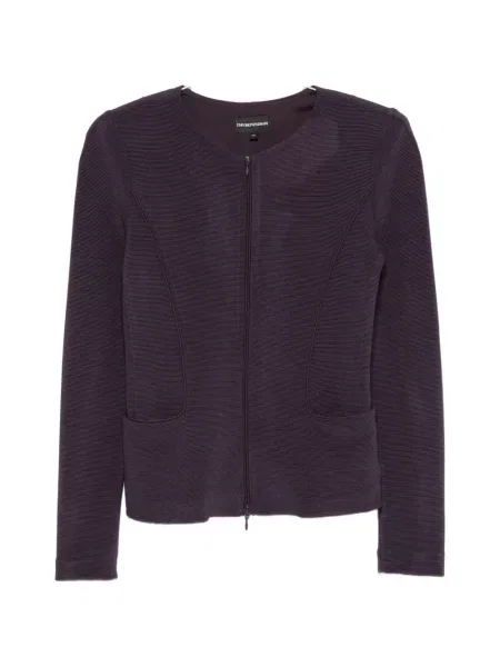 Geacă Emporio Armani tricotate violet