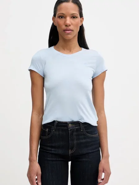 G-Star T-shirt Overdyed eyben slim v t niebieska