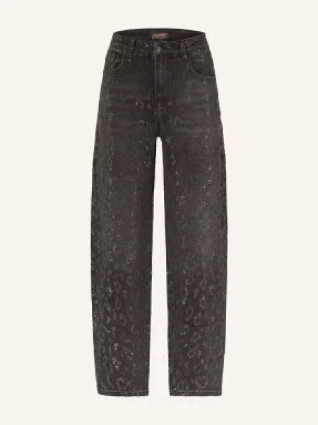 Miss Goodlife Jeansy Typu Barrel Z Kamyczkami Ozdobnymi schwarz czarne
