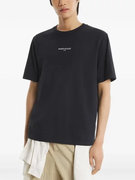 Tricou Maison Kitsune cu imagine negru