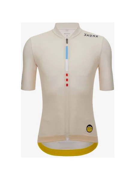 Koszulka rowerowa Santini Le Maillot Jaune Mont Ventoux z krótkim rękawem kremowa Krój Slim XS biała